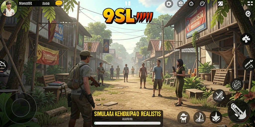 Tampilan gameplay realistis di dalam 9SL yang menggambarkan simulasi kehidupan.
