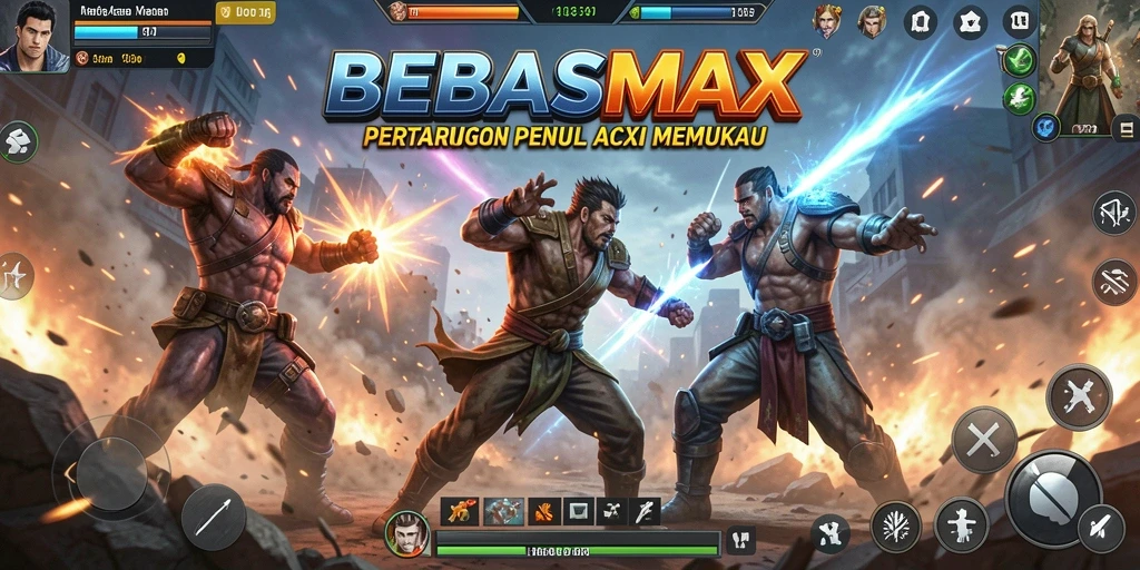 Screenshot gameplay BEBASMAX menunjukkan aksi pertarungan yang intens.