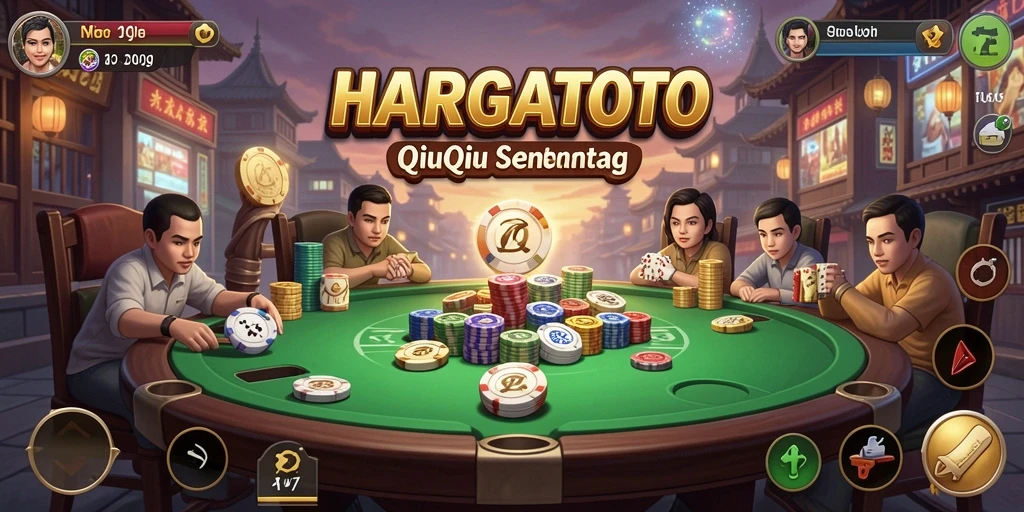 Screenshot HARGATOTO menampilkan momen seru dalam permainan QiuQiu.
