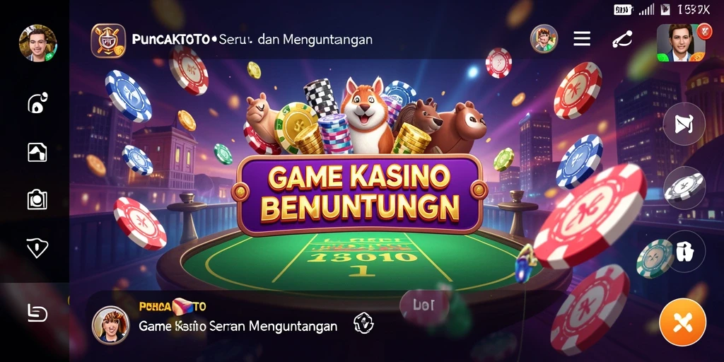 Screenshot gameplay PUNCAKTOTO yang menampilkan aksi seru dalam permainan Kasino.