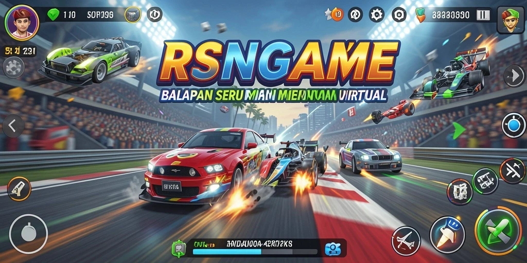 Tampilan gameplay RSNGAME yang mendebarkan saat balapan.